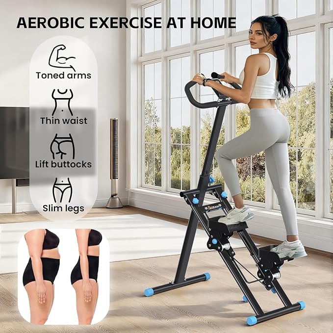 Stair Stepper for Home, Stair Master for Exercise at Home Folding Stair Stepper for Full-Body Workout Compact Stair Climber with Resistance/Phone Holder/Adjustable Handlebar & Pedals