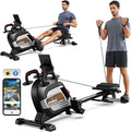 pooboo Magnetic Rowing Machine, Folding Rower with Combination Strength Exercise, Tablet Holder and Comfortable Seat Cushion, Rower for Home Use