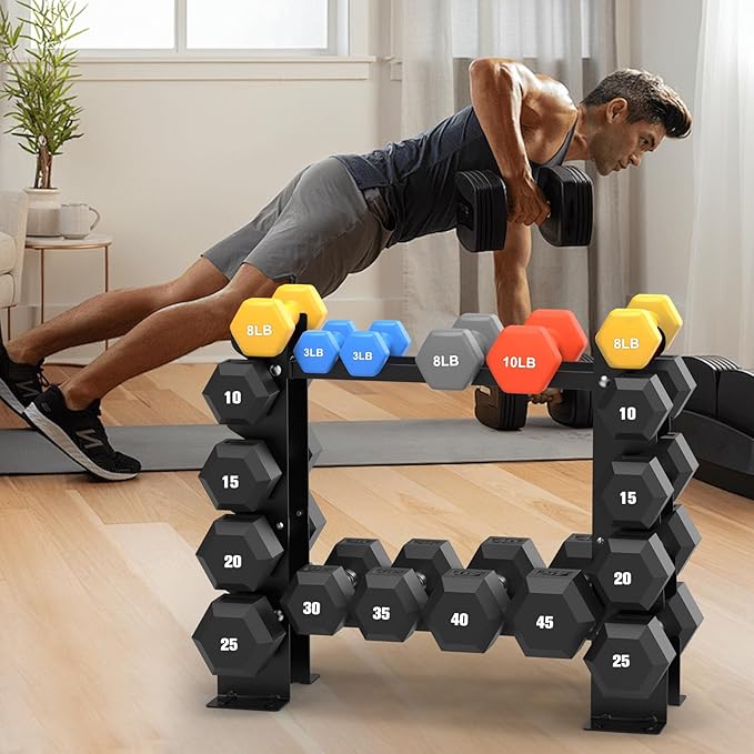 DERACY Dumbbell Rack Stand Only, 5 Tier Black Dumbbell Stand for Home Gym, Heavy Duty Steel Weight Rack Holds 8-30LB Pairs, 450LBS Capacity Free Weight Storage Organizer for Strength Training Equipment