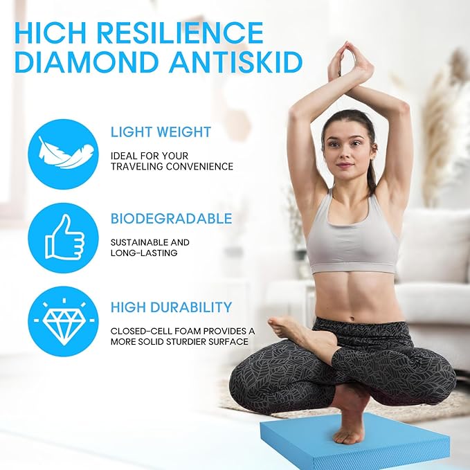 Exercise Balance Pad，Balance Foam Mat for Physical Therapy Equipment & Strength Stability Training, Slip Resistant Foam Mat for Yoga, Pilates, Meditation，Gardening knee pads