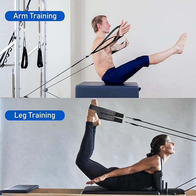 4PCS Pilates Straps, Pilates Double Loop Straps for Reformer, Fitness D-Ring Straps Double Loops Padded