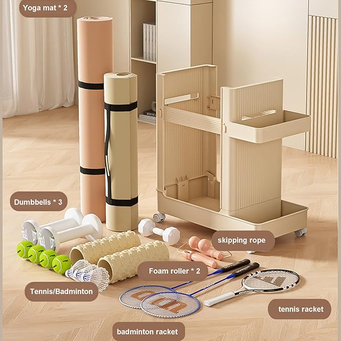 Yoga Mat Storage Racks, Home Gym Storage Rack with Wheels, Weight Cart Stand Small Gym Racks Yoga Racks, Dumbbell Weight Rack Workout Equipment Storage for Gym Fitness Organizer