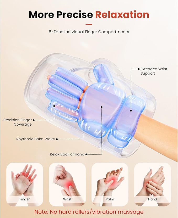 BOB AND BRAD Hand Massager with Heat and Compression, Individual Fingers, FSA-HSA Eligible, Cordless Portable HandSpa Pro Hand Massager for Arthritis and Carpal Tunnel, Pain Relief, 5 Intensities