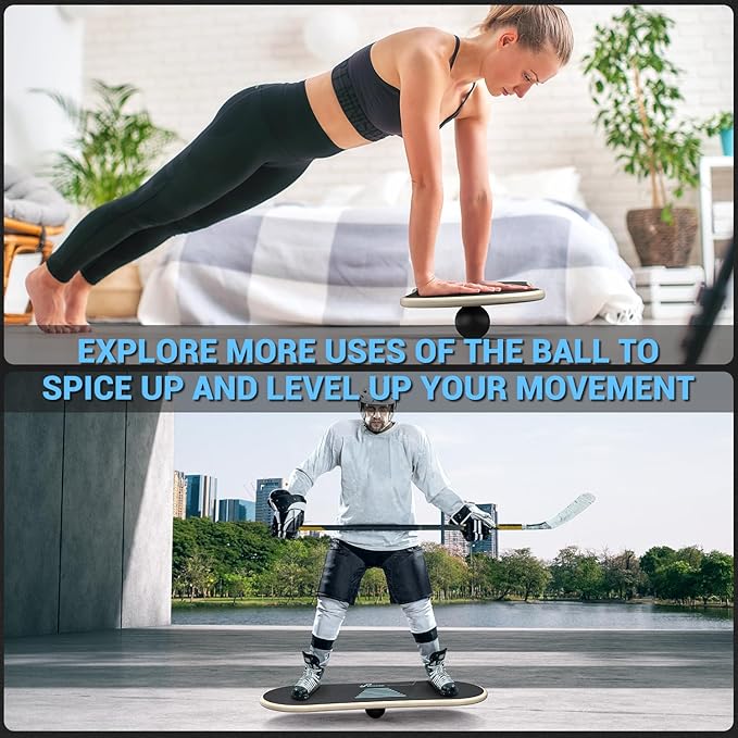 Sportneer Balance Board - 7 Modes Surf Balance Board Trainer with Adjustable Stoppers with Resistance Band Bar, Sportneer Detachable Workout Exercise Bar Handles for All Kinds Resistance Bands