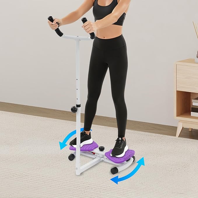 Waist Twisting Machine with Handlebar, Ab Twist Board with Adjustable Height Handle, 330 lbs Capacity Waist Twister for Women Belly Fat, Home Gym Exercise Equipment for Slim Waist(Purple)