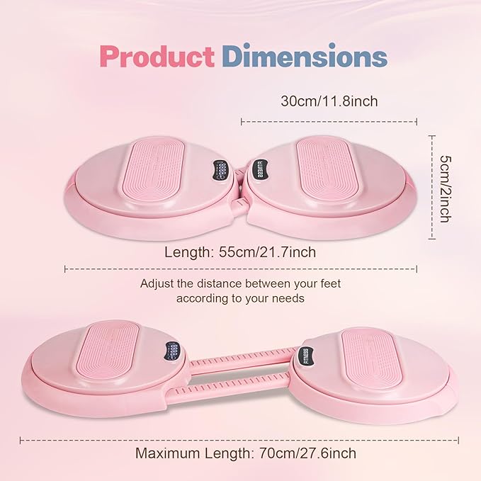 Ab Twister Board, Waist Twister Machine with Counter & Resistance Bands, Adjustable Foot Spacing Waist Twisting Disc for Slimming, Toning and Fitness, Core & Ab Workout Disc