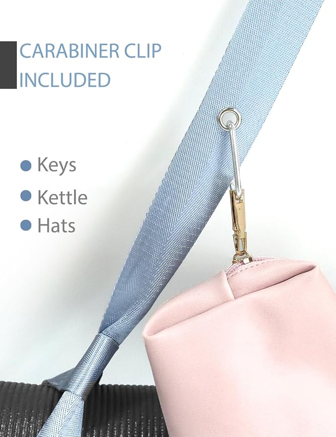 Yoga Mat Strap with Carabiner Clip, Adjustable Carrier for Yoga Mats, Sky Blue [MAT NOT Included]