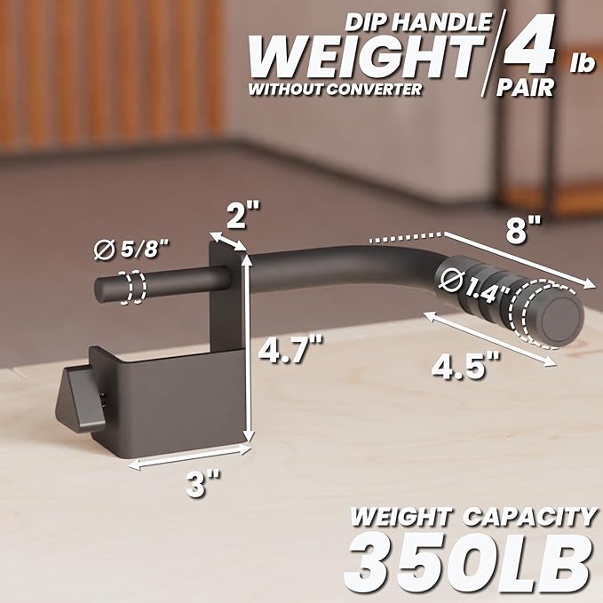 Synergee Dip Handles for Power and Squat Racks. Dip Stand Compatible with 2x2, 2x3, and 3x3 Racks. Dip Bars for Tricep Dips, Bodyweight Training, and Upper Body Workouts