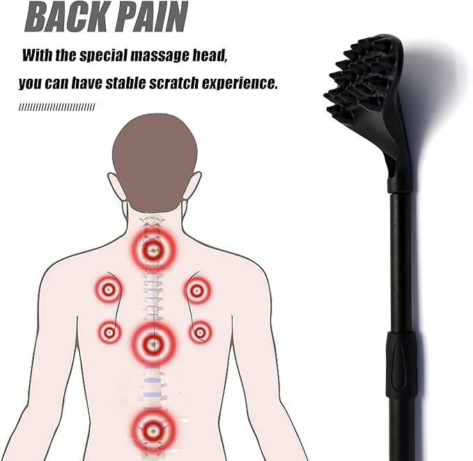 EASACE Back Scratcher for Women Men Extendable with Strong ABS Massage Head, 21inch Body Scratcher for Adults - Pets Compact - Retractable（Black）