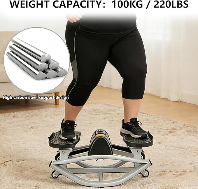 Rock Stepper Lateral Rocking Fitness Stepper U-Shaped Swing Fitness Equipment Equipped with a Digital Display/Resistance Band Lightweight and Portable Suitable for Home Apartment