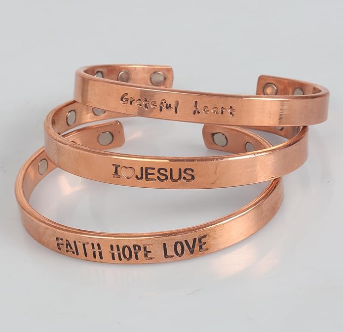 Touchstone copper bracelets | gift for men women |adjustable 100% pure solid real magnetic jewelry | handmade bracelet set combo | rope braided tibetan bangles.