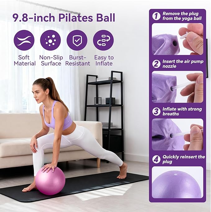 Pilates Kit for Women,15 Inch Magic Circle, 6 Multi-Level Resistance Bands,Yoga Ball Socks, Back Neck Stretcher ,14-Piece Full Body Toning Pilates Equipment for Beginners, 15 Min Daily Routine