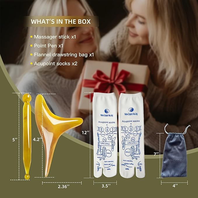 Reflexology Socks Set with Triangular Acupressure Massage Tool - Plantar Fasciitis Relief for Heel Pain, Muscle Tension - Men & Women (Travel, Portable) (Brown)