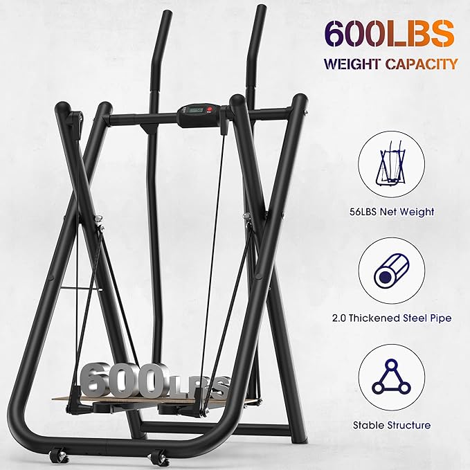 Air Walk Elliptical Glider Machine,Ellipse Machine for Home Cross-Training Arm/Leg Cardio Workout Equipment,Fully Assembled Low-Impact Design for Home Gym,600LBS Loading Capacity-New Version