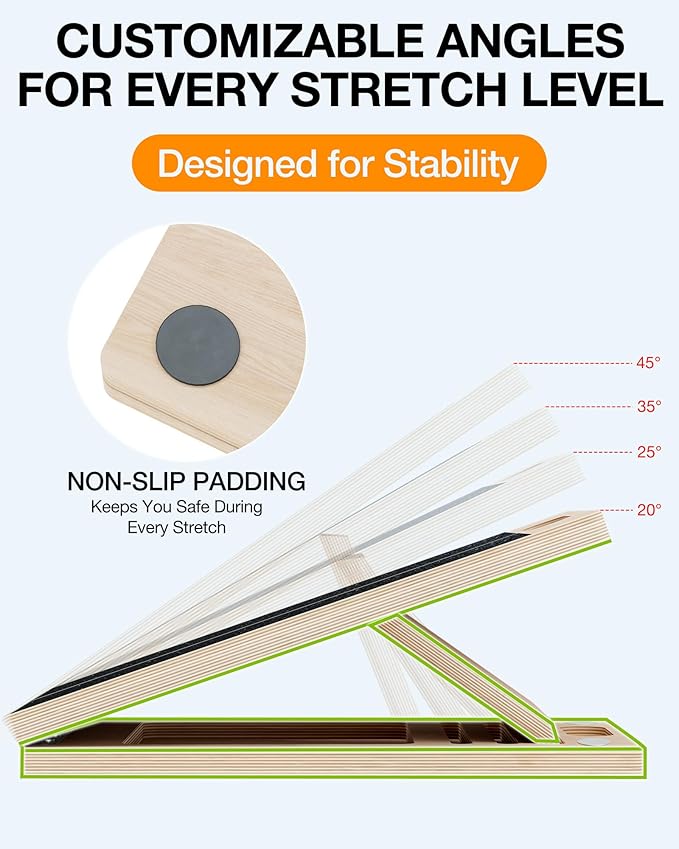 TEMI Slant Board for Calf-Stretching - Wooden Incline Wedge Stretcher for Squats, Foot & Ankle Mobility, Portable Fitness Equipment, Stretch & Rehab Kit