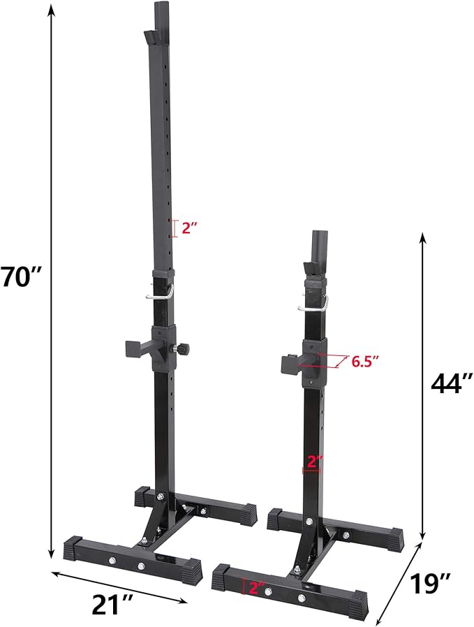 ANT MARCH Pair of Adjustable Height 45"-70" Professional Portable Dumbbell Racks Sturdy Steel Squat Rack Barbell Free Bench Press Stands Home Gym Load 660Lbs Dipping Station …