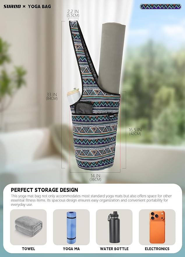 Yoga Mat Bag – Neoprene, Lightweight, Spacious Carrier, Large Zipper Pocket, Ideal for Gym Yoga & Fitness Mats