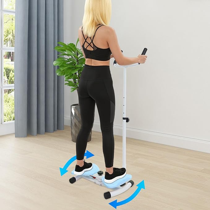 Waist Twisting Machine with Handlebar, 3 Gears Adjustable Ab Twister Machine with 2 Pull Cords, Ab Twist Board for Exercise 330lbs Load Capacity