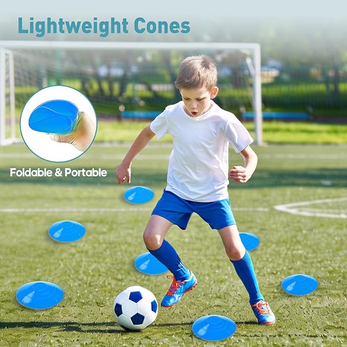 OLIXIS Soccer Agility Training Equipment Set- 20 ft Speed Ladder, 12 Soccer Cones, 4 Agility Hurdles, Jump Rope, Resistance Parachute Speed Training Equipment for Kids, Youth, Adults