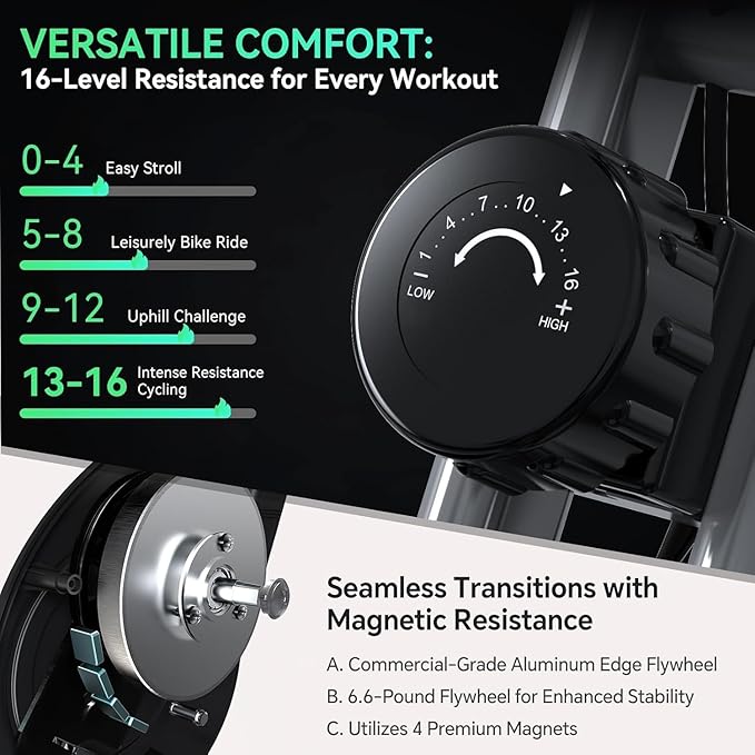 Foldable Exercise Bike Stationary Bikes for Home, 5 IN 1 Indoor Workout Bike for Seniors, with 16-Level Quiet Magnetic Resistance, 6.6 LBS Flywheel and 300LBS Capacity, 2025 Designed 817 X-bike Black