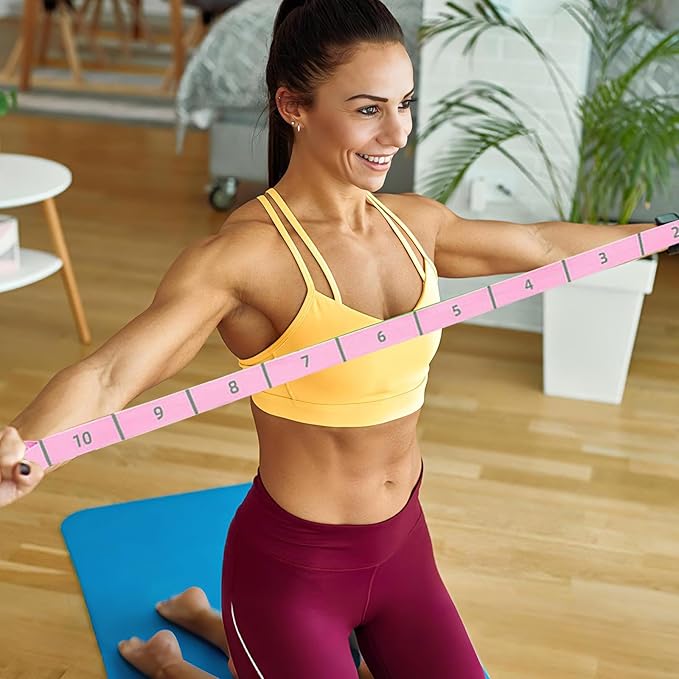 11 Loops Stretch Strap Stretch Band for Yoga Pilates Ballet Exercise and Gymnastics Non-Slip Fabric Resistance Band for Mobility Strength Training Leg Stretcher Belt Dance and Fitness