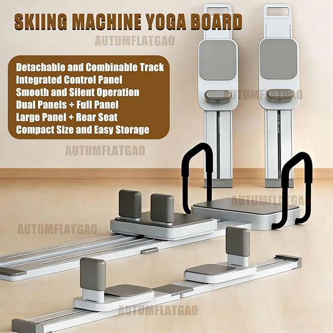 Pilates Board, 3 in 1 Pilates Ski Machine & Plilates Reformer, Multifuncional Portable Pilates Reformers Board for Home Workout, Combination 10+ Exercise Mode