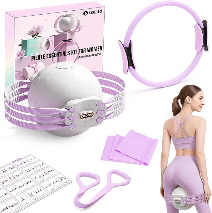 at Home Pilates Kit for Women, Pilates Equipment for Home Workouts, Adjustable Resistance Pilates Ball and Ring Set for Exercise