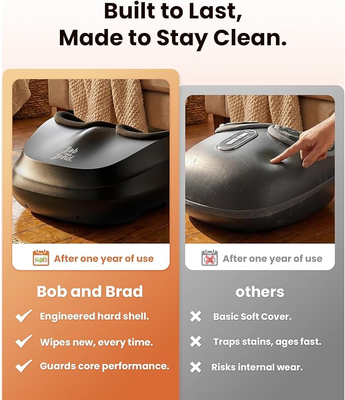 BOB AND BRAD Foot Massager with Heat and Remote,FSA Eligible HSA Eligible, Shiatsu Deep Kneading Electric Feet Massager Machine for Plantar Fasciitis, Men Size 12