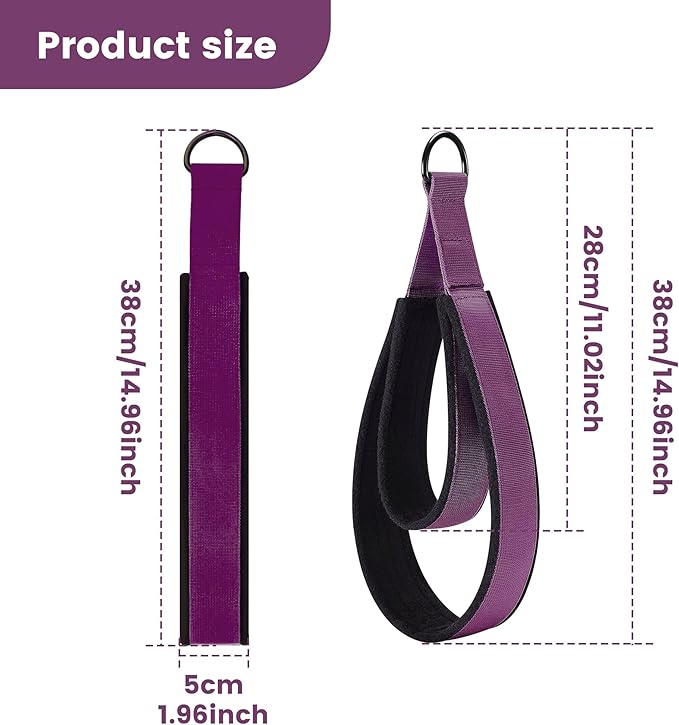 2PCS Comfortable Enhanced Thickness Pilates Double Loop Strap - D-Ring Strap for Home Gym & Yoga Workout Accessories