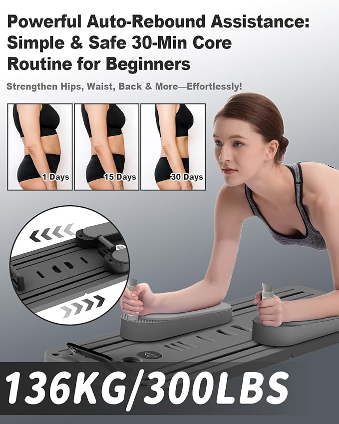 Pilates Board - Multi-Functional Pilates Reformer for Core & Abdominal Training, Top-Tier Pilates Equipment for Women’s Home Fitness