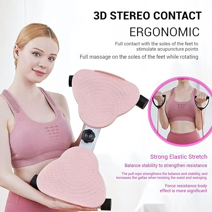 330 lbs Noiseless Anti-Slip Waist Twister Board - Ab Machine with Resistance Bands for Core Exercise & Slimming Waist, Home Gym Equipment Women & Men