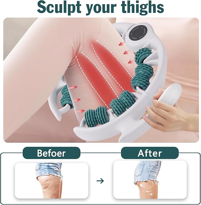Cellulite Massage Tool Cellulite Roller for Legs/Thighs/Body, Lymphatic Drainage Massager Anti Cellulite Smooth & Firm Cellulite Remover Help Relax Muscles and Stimulate Circulation, Green-White