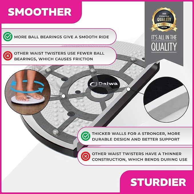 Daiwa Felicity Figure Trimmer Ab Twister Board - Waist Twister Machine for Core & Abs Exercise - Waist Twisting Fitness Tool, Dizzy Disc Twist Board for Slimming Workout with Magnets Reflexology