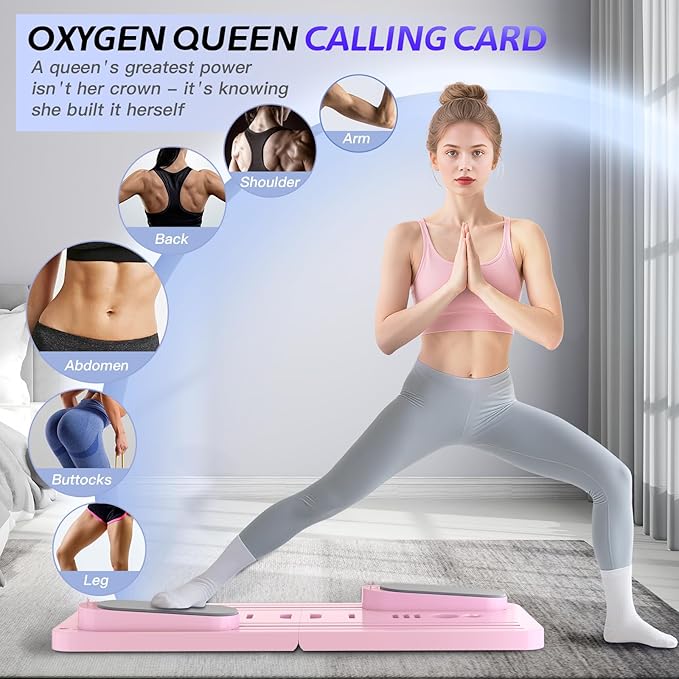 5 in 1 Pilates Board, Foldable Pilates Reformer Set with Resistance Bands, Portable Pilates Sliding Board, Trainer Machine for Home Workout, Ab, Core, Fitness, Exercise