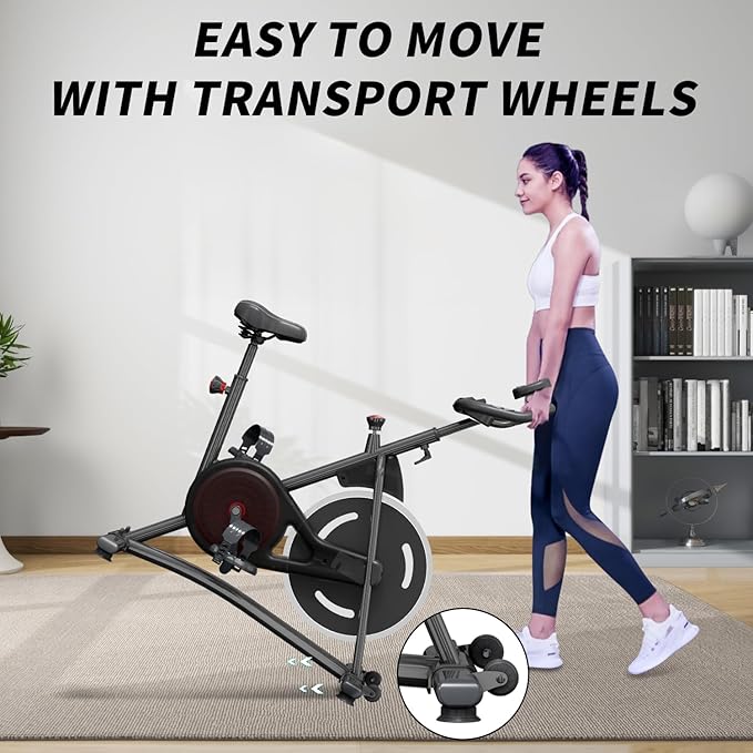 Hillhub Exercise Bike, Stationary Bikes for Home with Grip Pulse Sensor and Stepless Resistance Adjustment, Compact Indoor Cycling Bike with Tablet Mount, Compatible with APP Sync