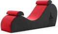 Avana Chakra Yoga Chaise - 2 Adjustable Headrests & Handles with Adjustable Straps, Micro-Velvet/Microloop, Red & Grey