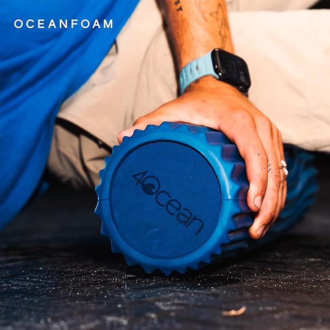 Oceanfoam x 4ocean Roller (Royal Blue) – Limited Edition Muscle Roller for Back Pain & Yoga - High Density Foam for Physical Therapy - Textured for Deep Tissue Massage