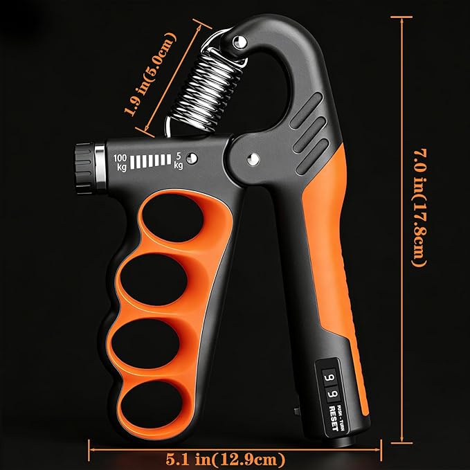 Hand Gripper Strengthener, 11-220LBs Adjustable Resistance Grip Strength Trainer with Counter, Forearm Exerciser for Injury Recovery and Muscle Building