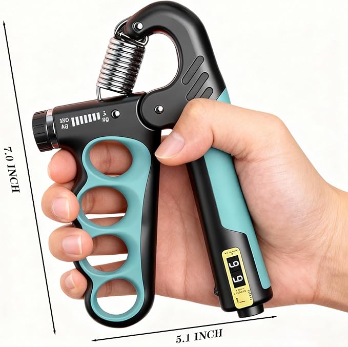 2PCS Adjustable Hand Grip Strengthener (11-220LB) - Automatic Counter Hand Wrist Forearm Exerciser, Grip Strength Trainer for Athletes, Musicians, Injury Recovery & Physical Therapy