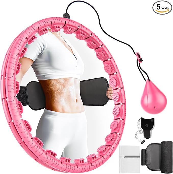 Weighted Fitness Hoop for Adults Weight Loss,Infinity Weighted Hoop Plus Size with Sweat Belt,Waist Trainers for Women,Exercise Hoop Womens Weight Loss at Home
