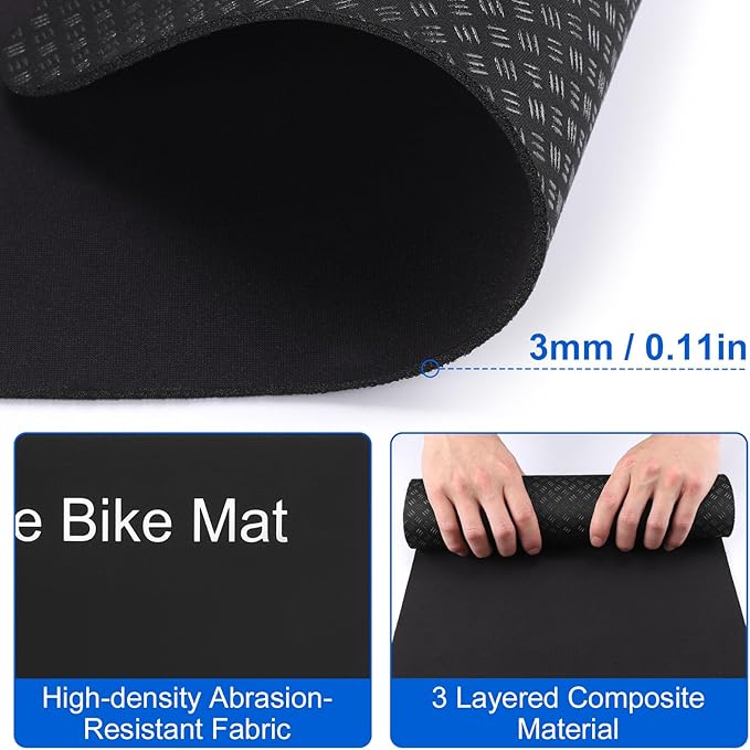 TOBWOLF 2PCS Non-Slip Mat Compatible with Peloton Bike, Concept 2 Rowing Machine, Exercise Bike Mat, Mat Protect Hardwood Floor Carpet for Home Gym, Workout Mat for Bike Trainer, Stationary Spin Bike
