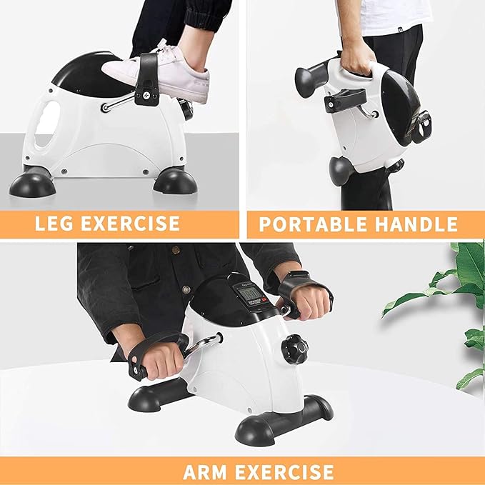 Under Desk Bike Pedal Exerciser，Mini Exercise Bike，Portable Foot Peddler Desk Bike for Physical Therapy Leg and Arm Exercisers，Adjustable Sitting Pedal Exerciser for Elderly Men Women