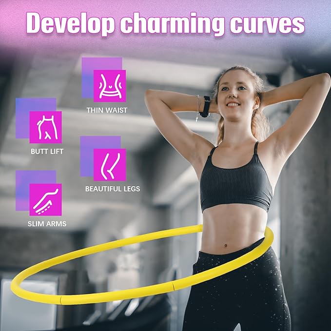 Exercise Fitness Hoop for Women 37 Inch Removable Adjustable Weighted Hoop Suitable for Adult Weight Loss and Home Fat Burning Exercise Workouts Gym