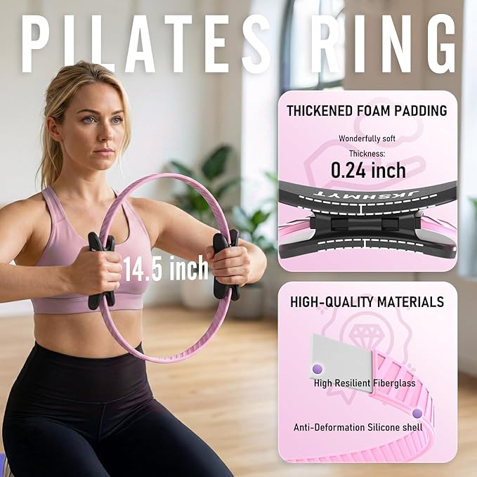 Pilates Ring Kit for Women, Pilates Equipment – 14.5" Home Magic Circle Workout with Pilates Ball, Resistance Bands, Better me Pilates Essentials Starter Set for Beginners Toning Shape Full Body