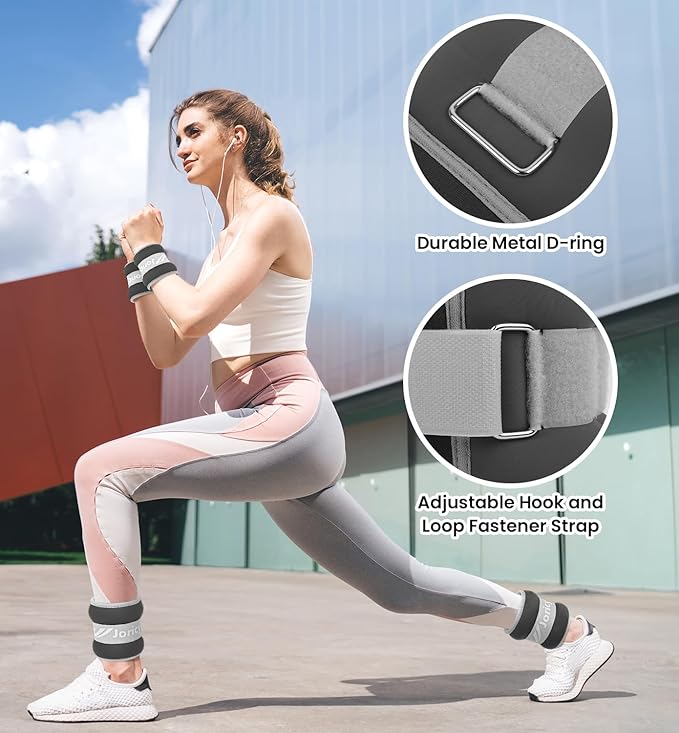 Ankle Weights A Pair of 1/2/3/4/6/8/10/12/20 LBS Wrist Leg Arm Weights for Women Men with Adjustable Straps, Strength weighted for Physical Therapy Running Walking Fitness Gym Workout