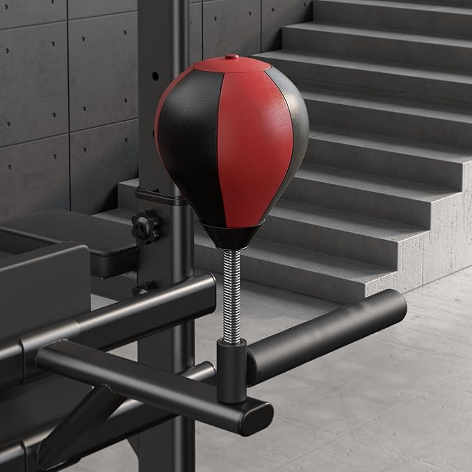 SogesPower Power Tower Pull Up Bar Station Multi-Function Adjustable Height Workout Dip Station Strength Training Equipment for Home Gym Fitness Equipment with Boxing Speed Ball & Rotating Target 400LBS