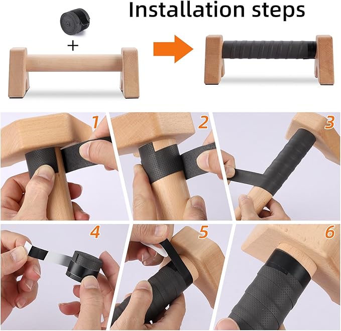 Parallettes Bars, Wooden Calisthenics Equipment with Anti-slip Tape, Push Up Bar& Handstand Blocks for Strength Training and Calisthenics