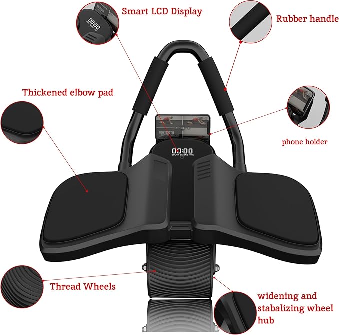 2026 First Ever Calorie Counting Ab Roller High-Performance Abdominal Exercise Machine with Automatic Rebound, Multi-layered Anti-Slip Design & Versatile Exercise Bands