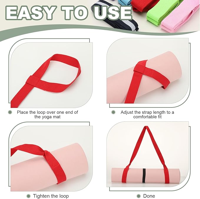 Yoga Mat Straps for Carrying, Adjustable Exercise Mat Sling Holder Multi Purpose Mats Carrier