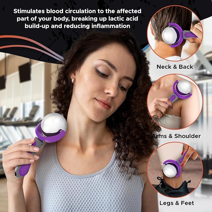 PRIME Fitness Cold Massage Roller Ball | Cold Therapy | Ice Roller Ball with Handle | cryo Stick | Relieve Muscle Pain (Purple)